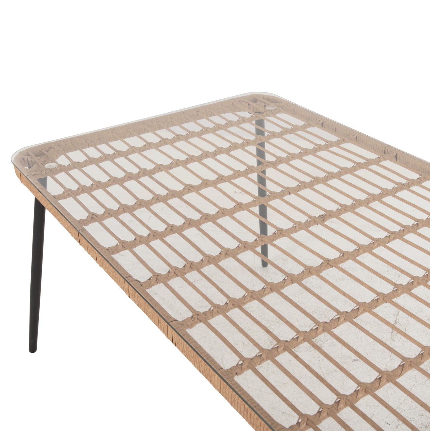 Dining Table Rectangular Allegra Hm5538.11 Black Metal-p.e. Rattan In Natural 159,5x89,5x72hcm.