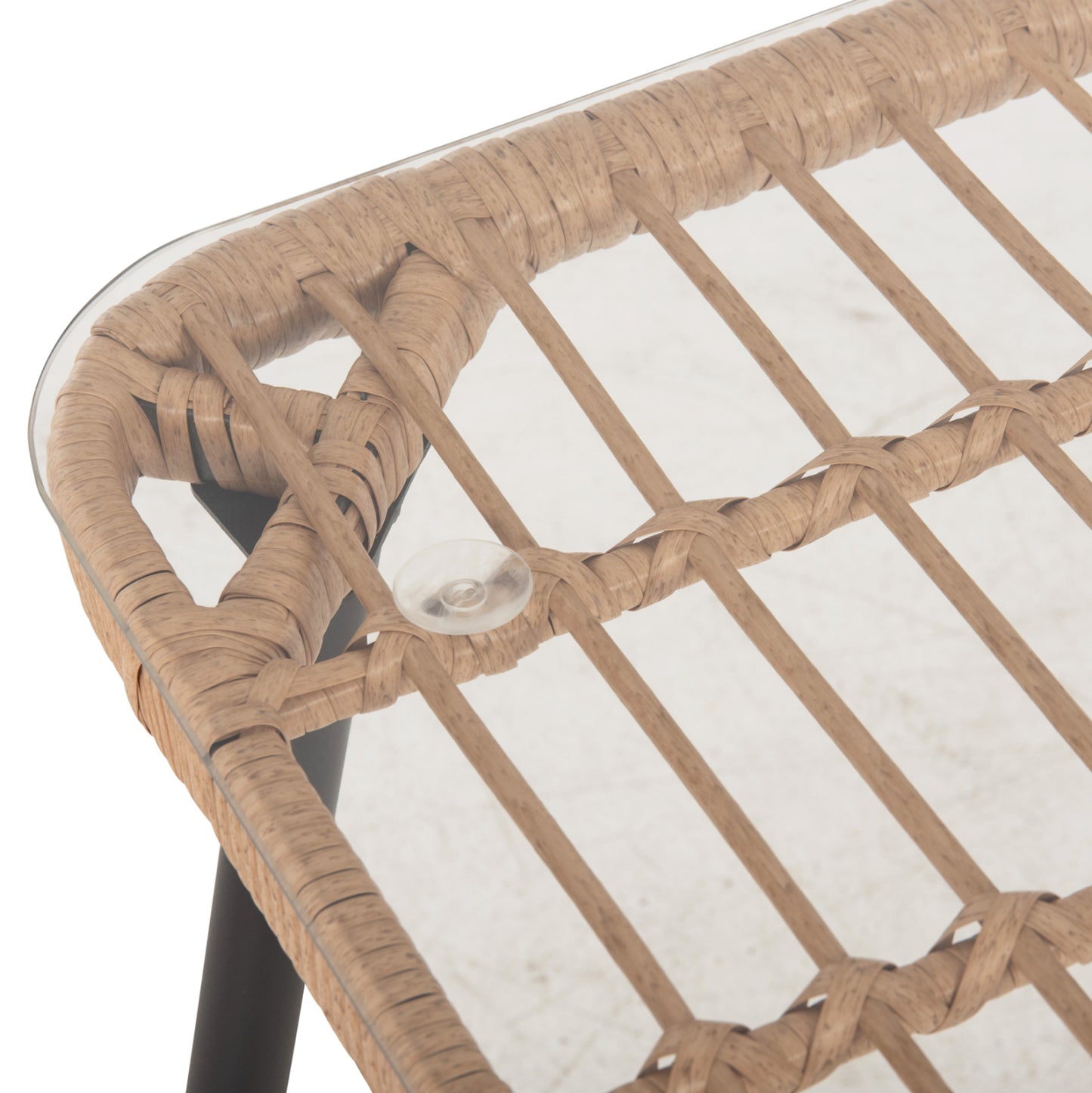 Dining Table Rectangular Allegra Hm5538.11 Black Metal-p.e. Rattan In Natural 159,5x89,5x72hcm.