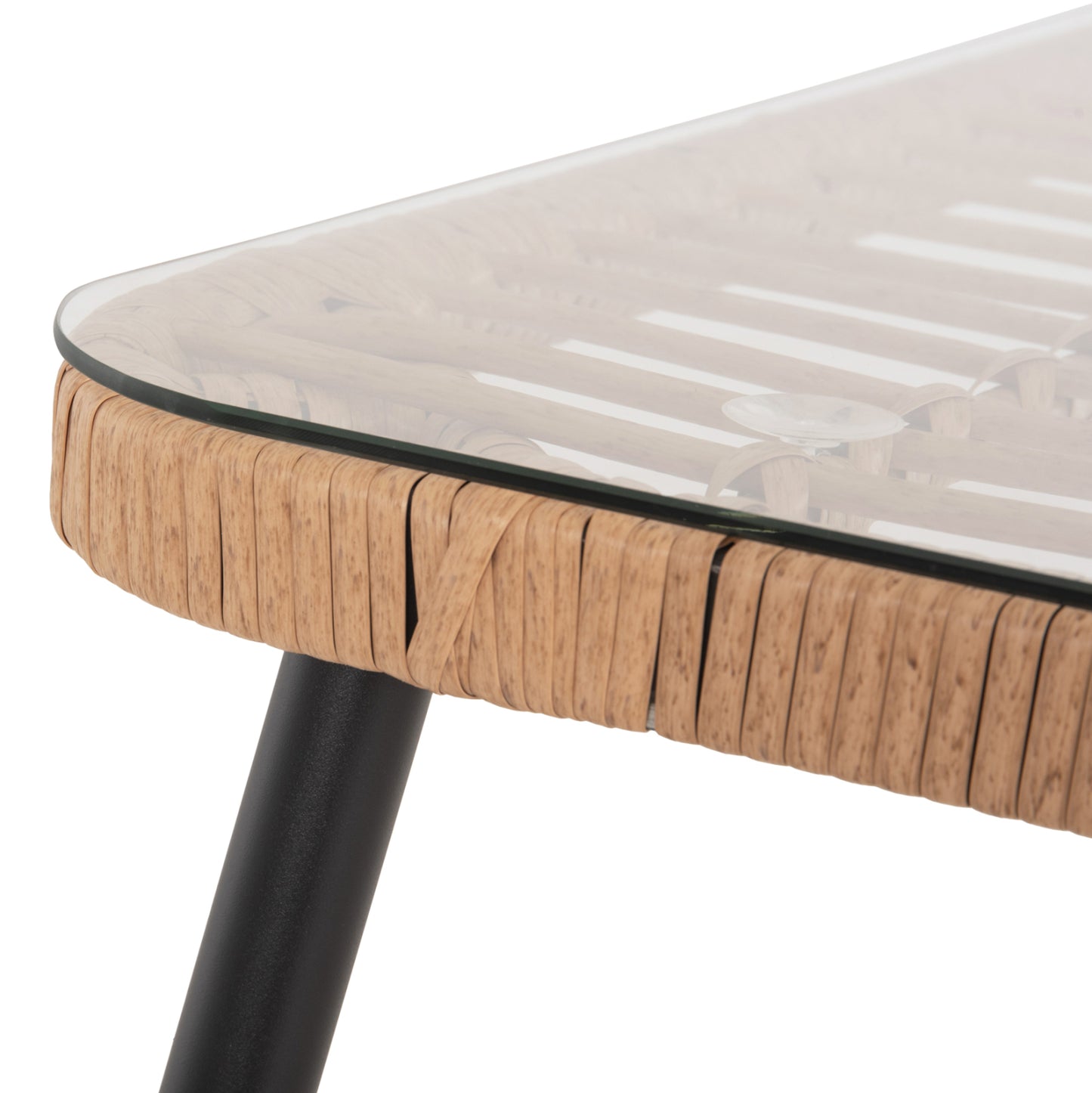 Dining Table Rectangular Allegra Hm5538.11 Black Metal-p.e. Rattan In Natural 159,5x89,5x72hcm.