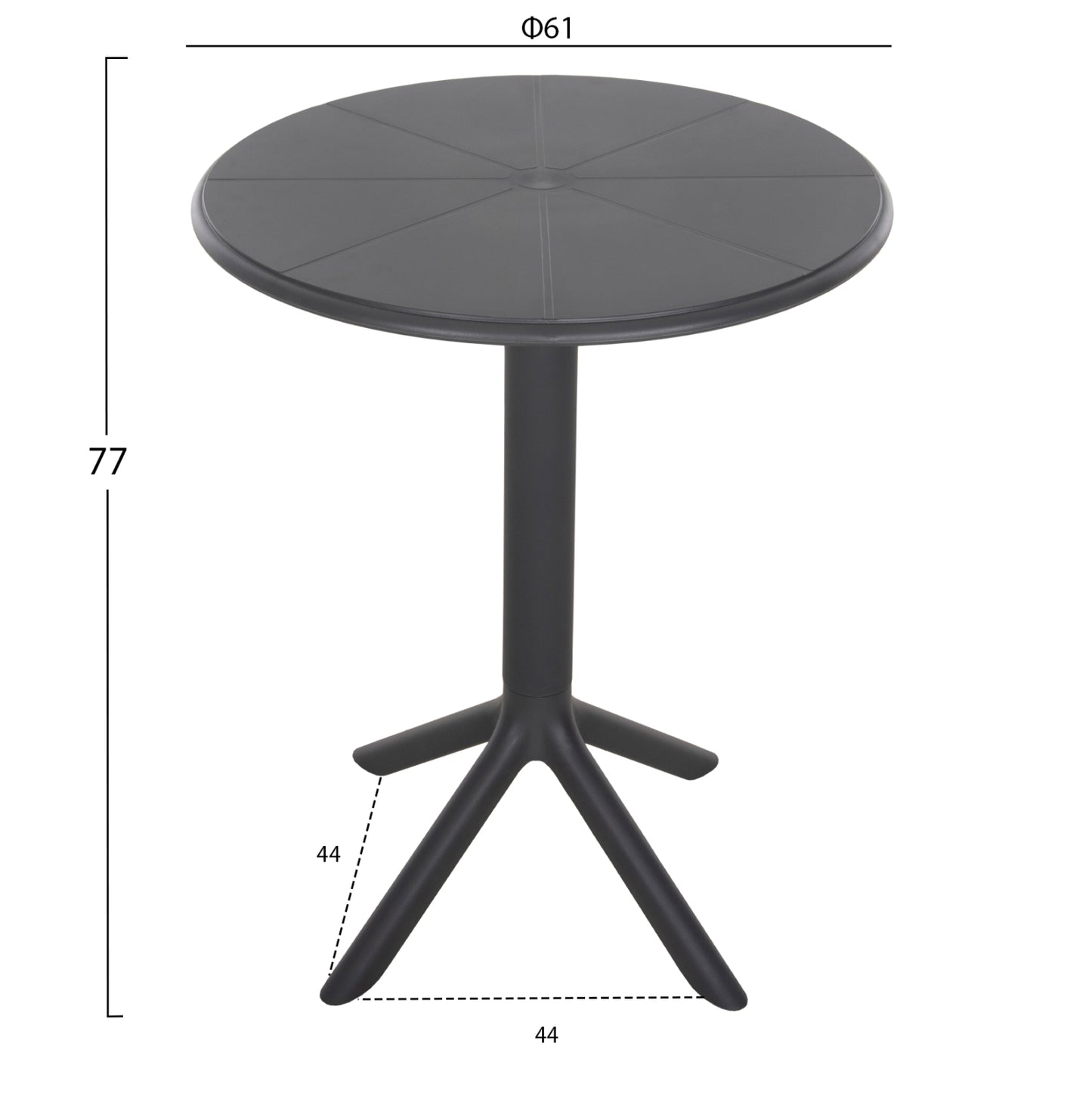 Round Polypropylene Table Terrin Hm6124.20 Grey Φ61x77hcm.