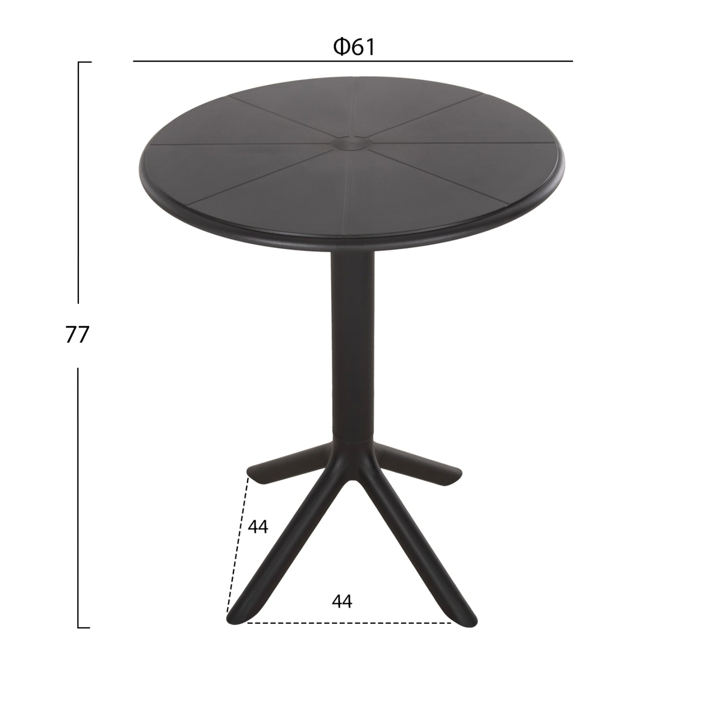 Round Polypropylene Table Terrin Hm6124.12 Black Φ60x75hcm.
