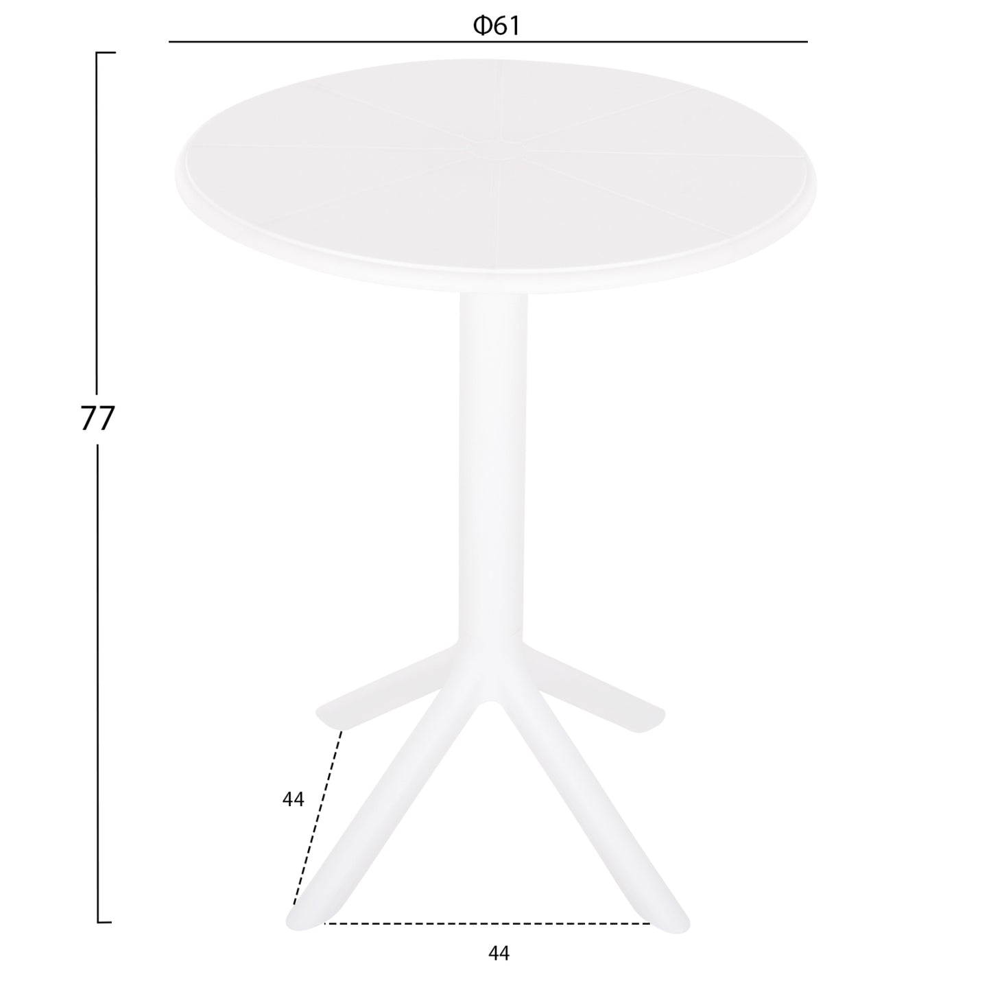 Round Polypropylene Table Terrin Hm6124.11 White Φ61x77hcm.