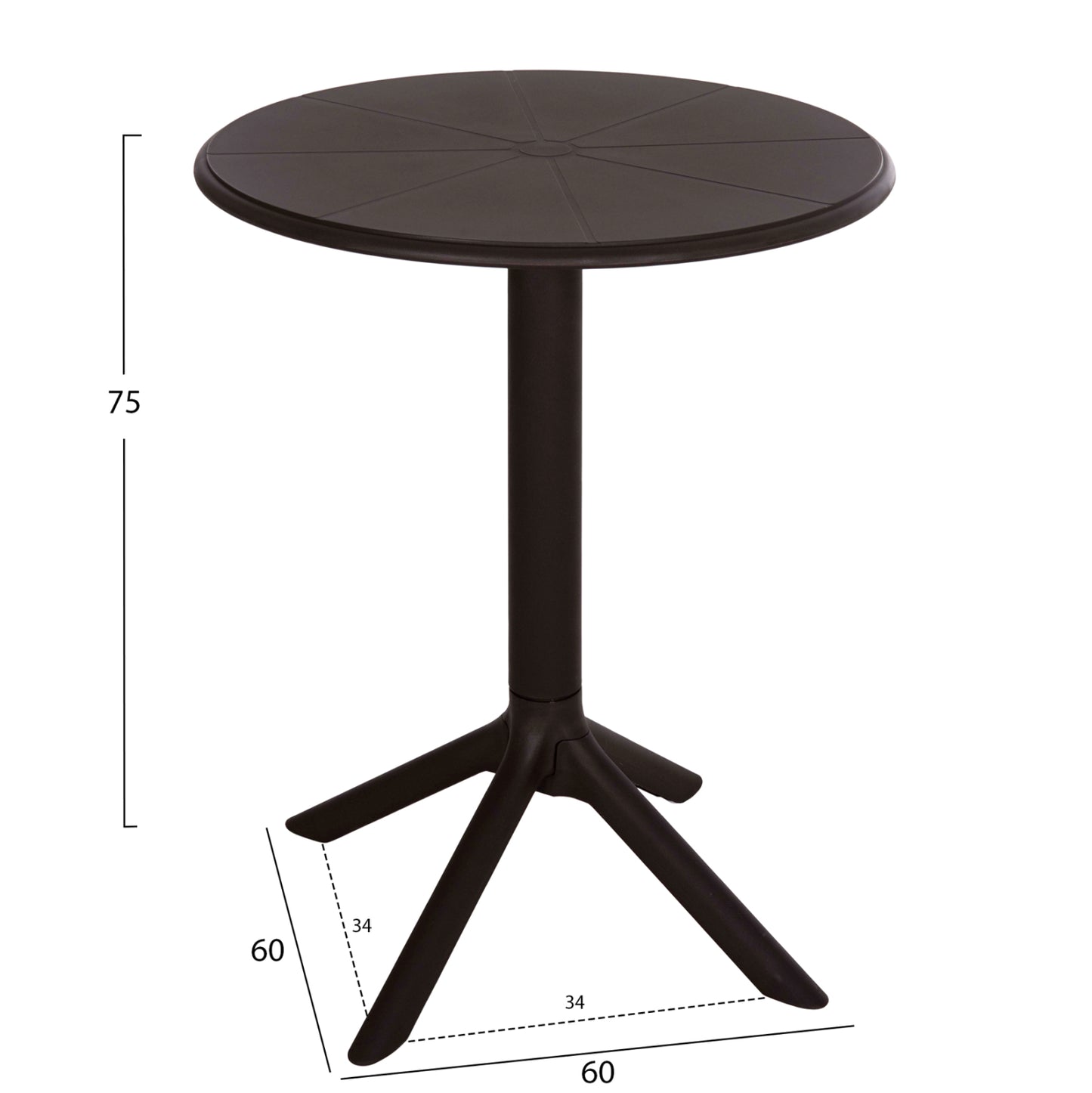 Round Polypropylene Table Terrin Hm6124.13 Brown Φ60x75hcm.