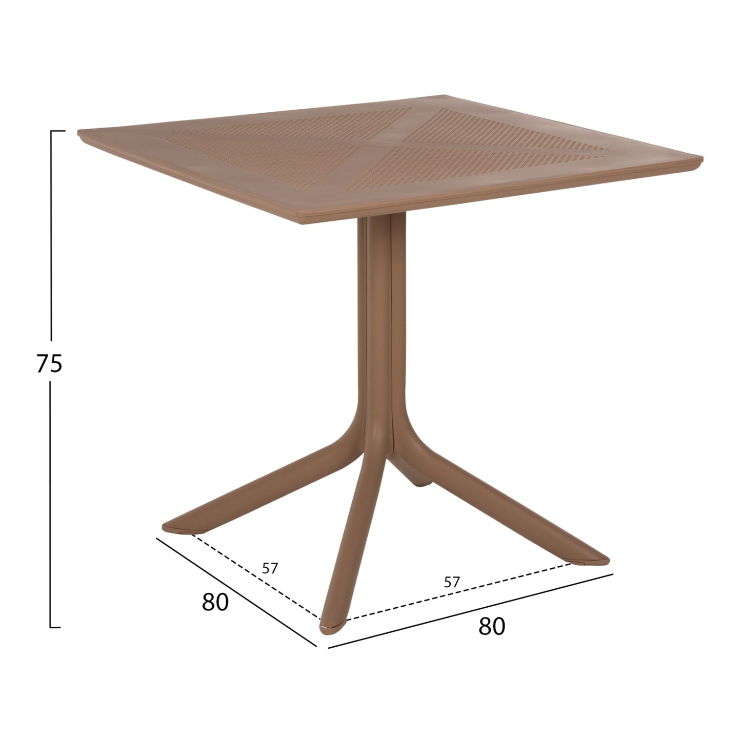 Outdoor Polypropylene Square Table Lunar Hm5930.14 Cappuccino 80x80x75hcm.
