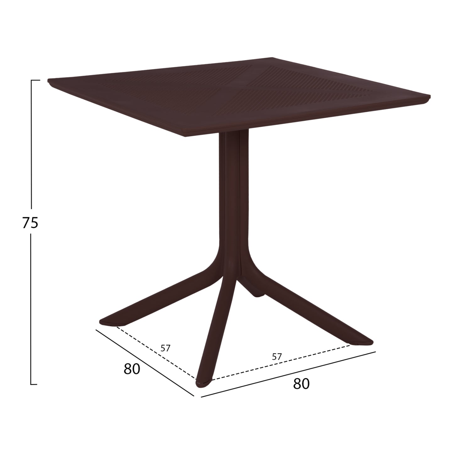 Outdoor Polypropylene Square Table Lunar Hm5930.13 Brown 80x80x75hcm.