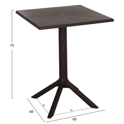 Square Polypropylene Table Terrin Hm6125.13 Brown 60x60x75hcm.