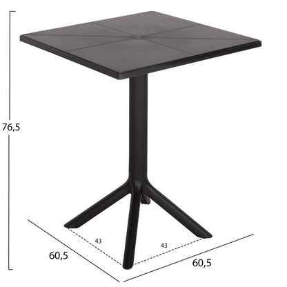 Square Polypropylene Table Terrin Hm6125.12 Black 60,5x60,5x76,5hcm.