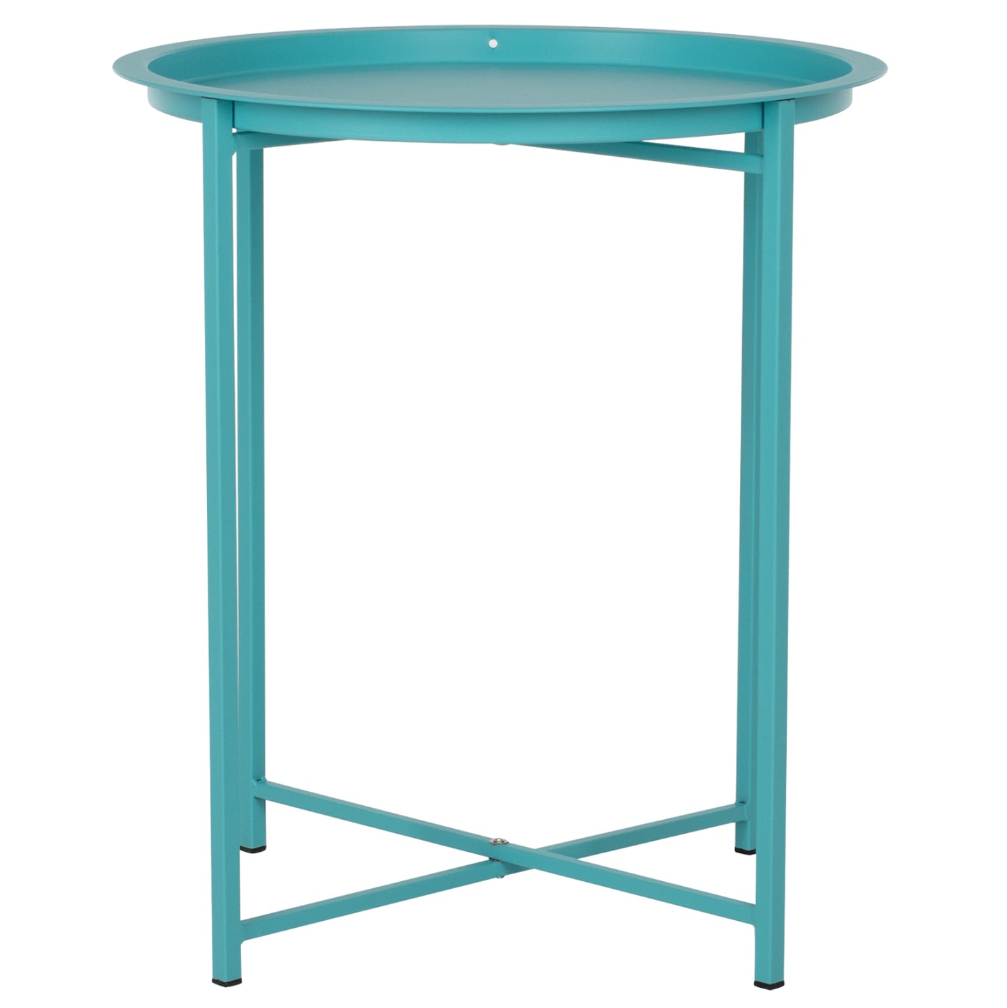 Foldable Side Table Samuel Hm5287.08 With Removable Tray Metallic Turquoise Φ46x53hcm.