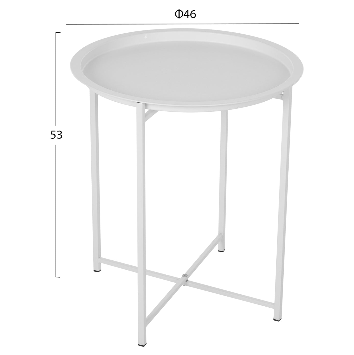 Table Foldable Metallic Grey '46cm Hm5287.02