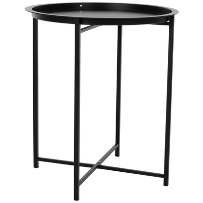 Table Foldable Metallic Black 45cm Hm5287.01