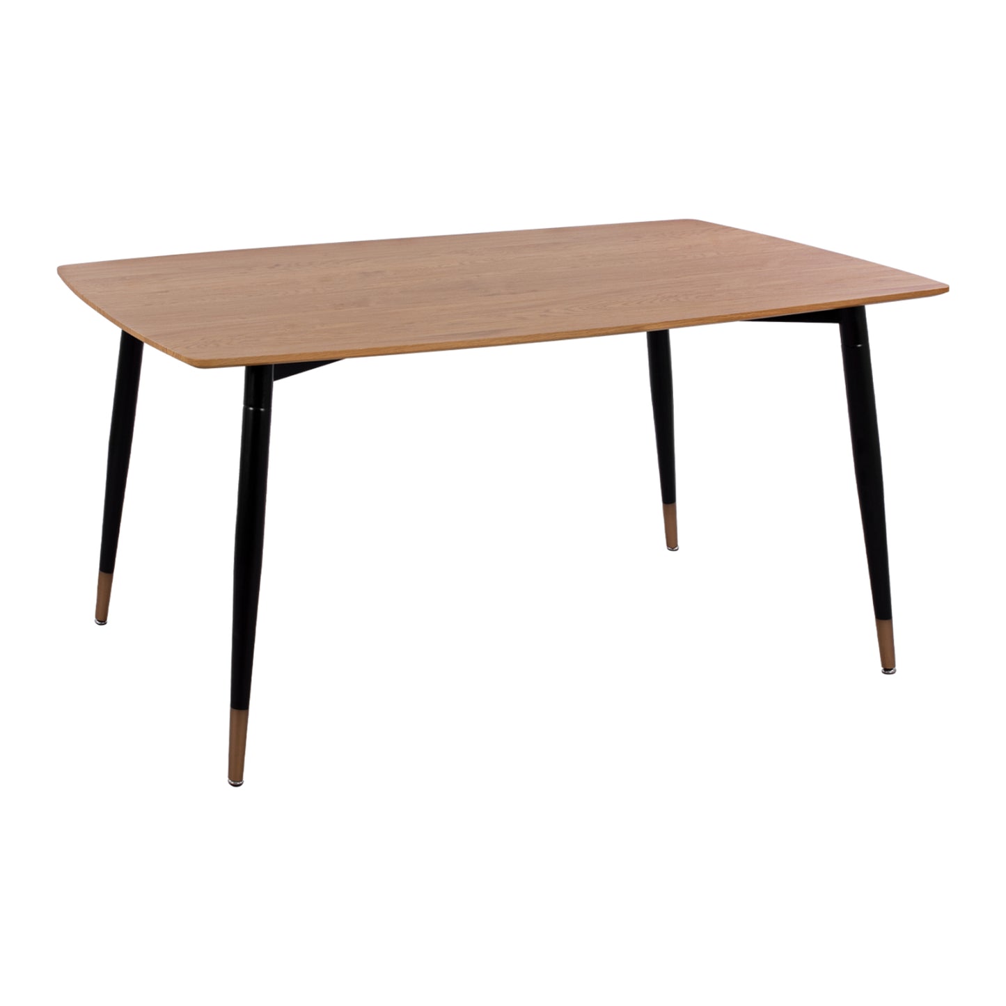 Table With Natural Desktop With Metallic Legs Black Matte Hm8554.01 160x90x75cm