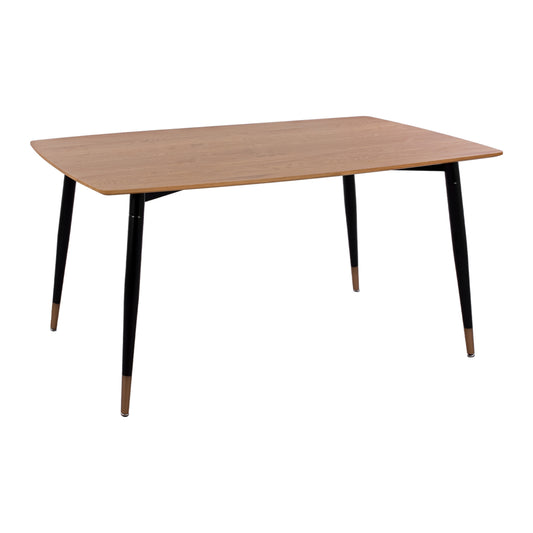 Table With Natural Desktop With Metallic Legs Black Matte Hm8554.01 160x90x75cm