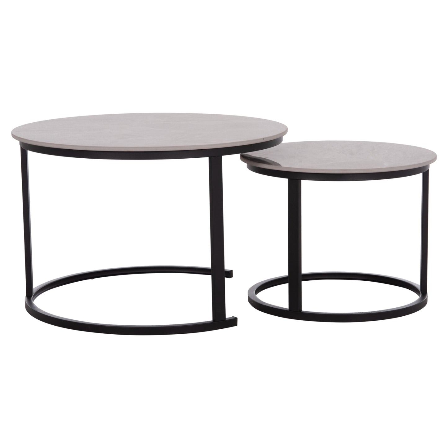 Coffee Tables 2pcs Set Talos Hm18140.04 Grey Marble Look Ceramic Top Φ70x45.5hcm.