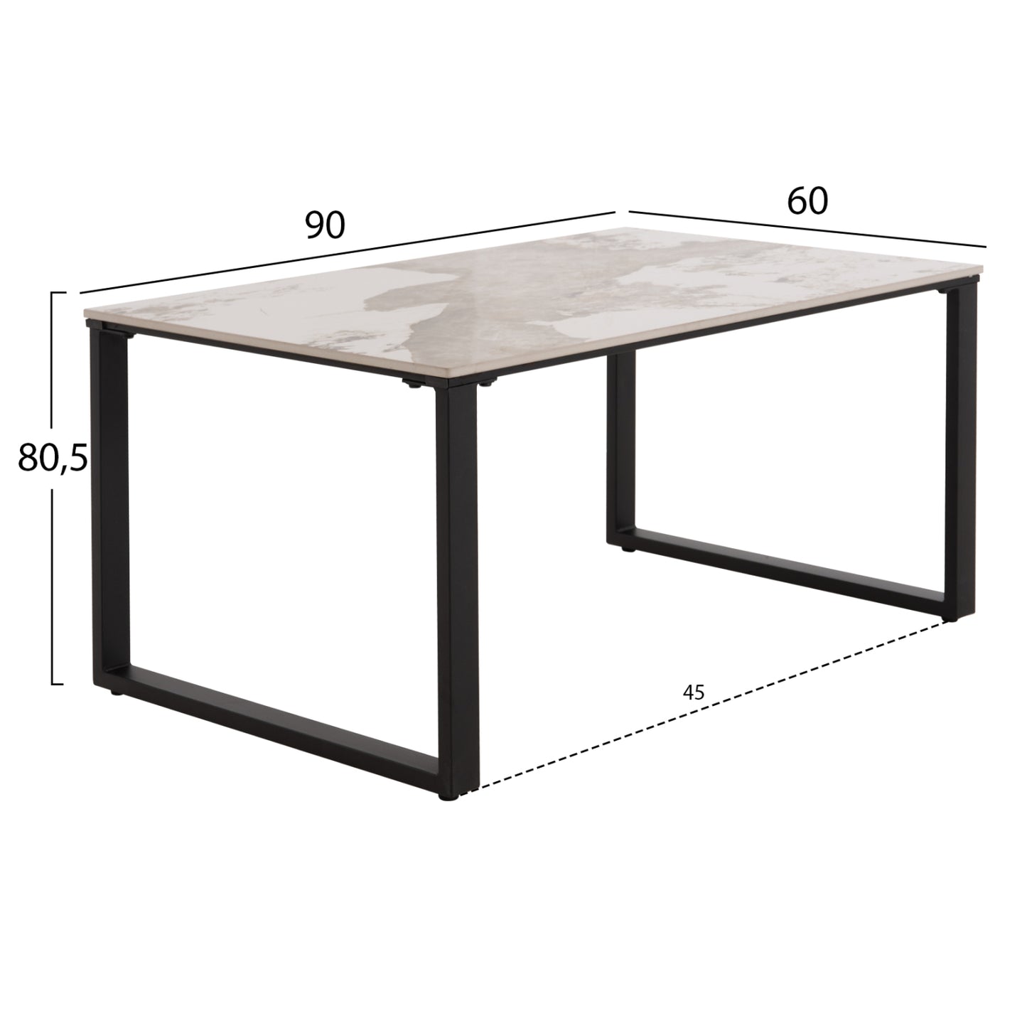 Coffee Tables 2pcs Terren Hm18365.01 Metal--sintered Stone In Pandora Color Scheme 120x70x45h