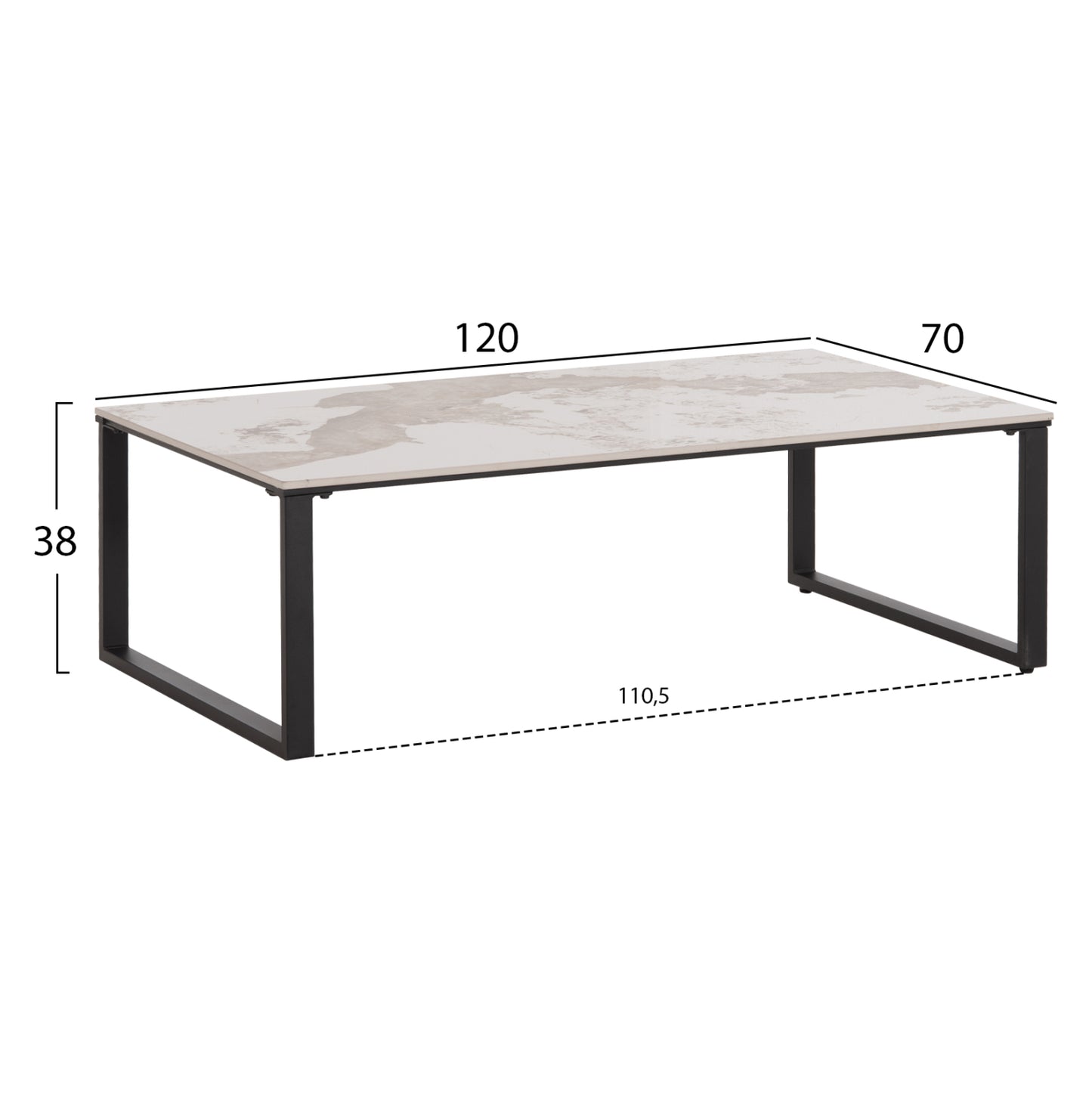 Coffee Tables 2pcs Terren Hm18365.01 Metal--sintered Stone In Pandora Color Scheme 120x70x45h