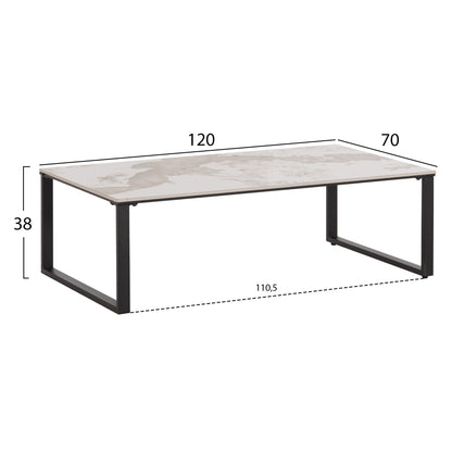 Coffee Tables 2pcs Terren Hm18365.01 Metal--sintered Stone In Pandora Color Scheme 120x70x45h