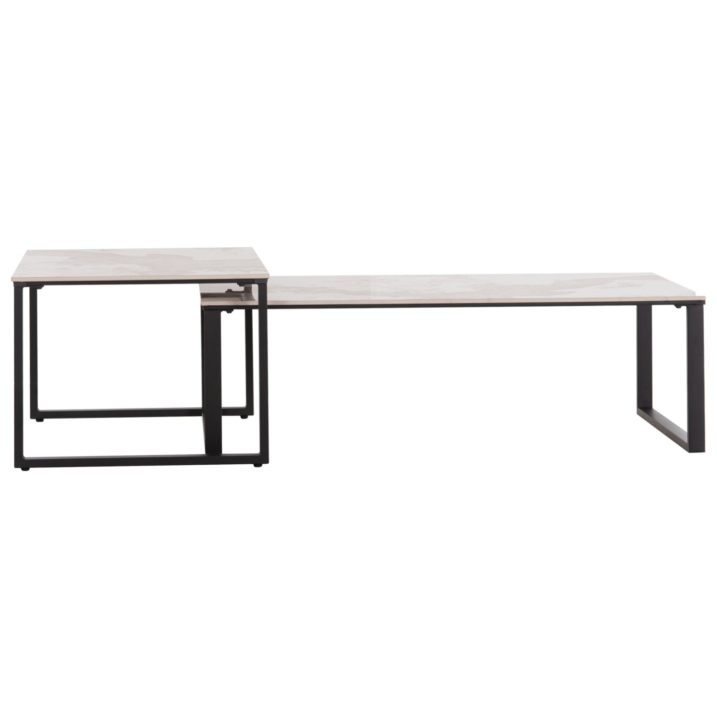 Coffee Tables 2pcs Terren Hm18365.01 Metal--sintered Stone In Pandora Color Scheme 120x70x45h