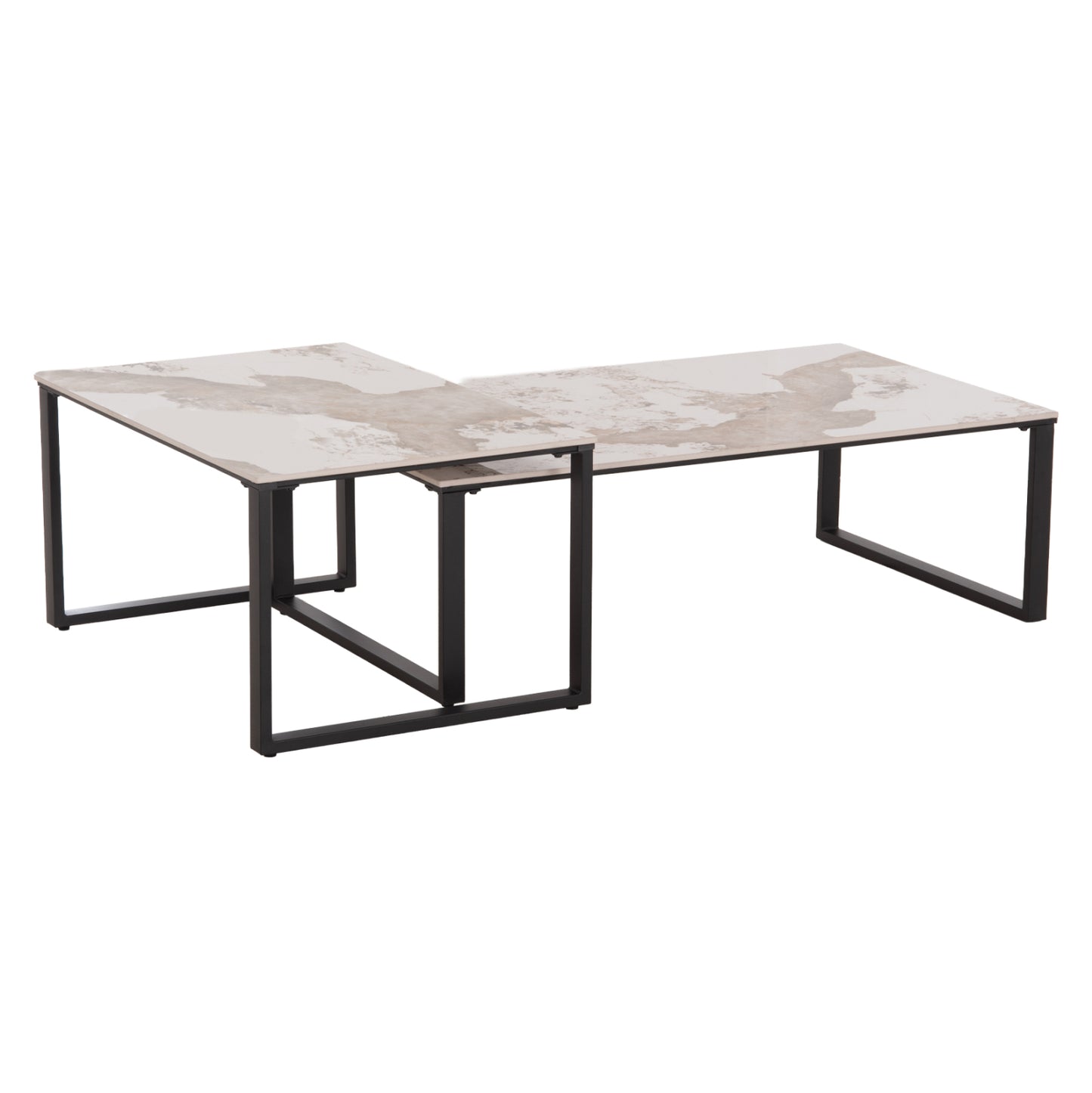 Coffee Tables 2pcs Terren Hm18365.01 Metal--sintered Stone In Pandora Color Scheme 120x70x45h