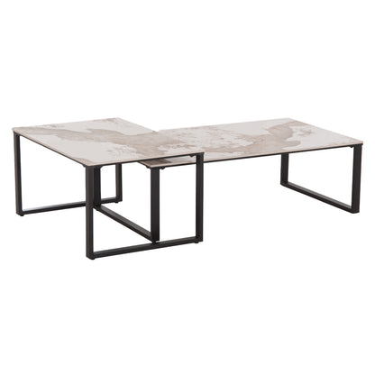 Coffee Tables 2pcs Terren Hm18365.01 Metal--sintered Stone In Pandora Color Scheme 120x70x45h
