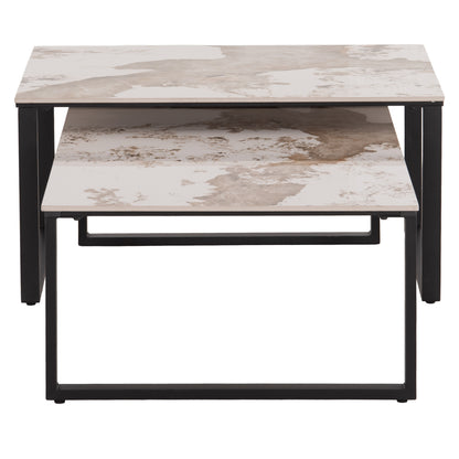 Coffee Tables 2pcs Terren Hm18365.01 Metal--sintered Stone In Pandora Color Scheme 120x70x45h