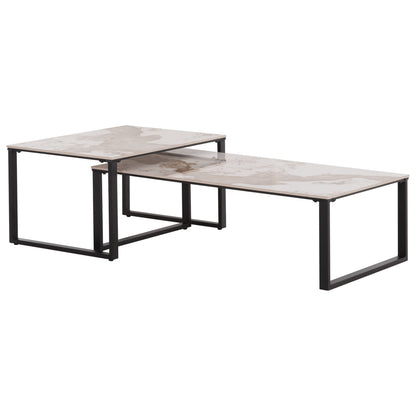 Coffee Tables 2pcs Terren Hm18365.01 Metal--sintered Stone In Pandora Color Scheme 120x70x45h