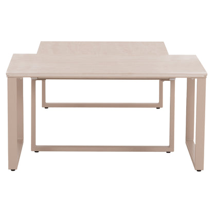 Coffee Tables 2pcs Terren Hm18365.02 Metal Beige--sintered Stone In Travertine Stone Scheme 120x70x45h