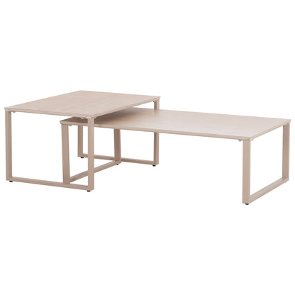 Coffee Tables 2pcs Terren Hm18365.02 Metal Beige--sintered Stone In Travertine Stone Scheme 120x70x45h