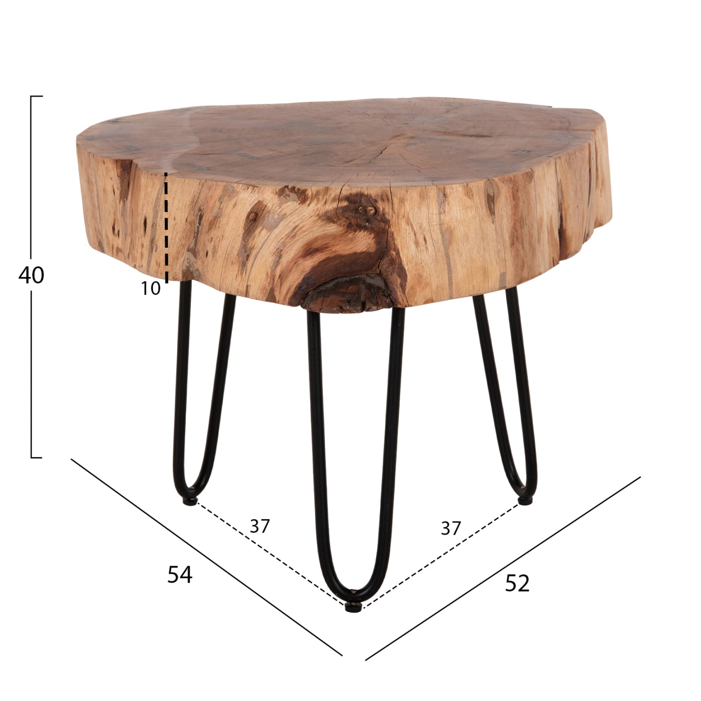 Coffee Table Solid Acacia Wood Hm8779.11 60x60x40h Cm.