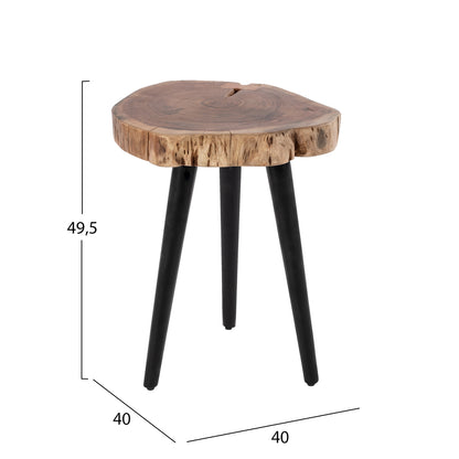 Acacia Table Hm8364.11 Solid Acacia With Black Legs 40x40x49.5h Cm