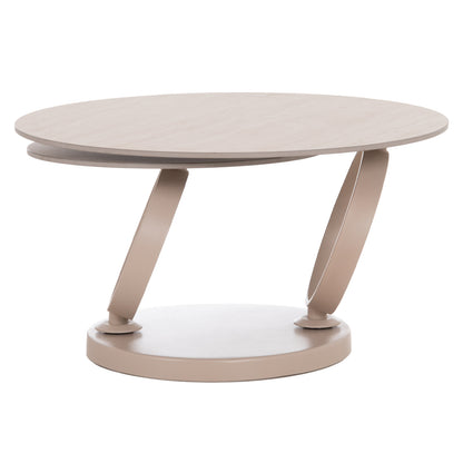 Coffee Table Double Nubisa Hm18364.02 Metal In Beige--sintered Stone In Travertine Color Φ80Χ43.5hcm.