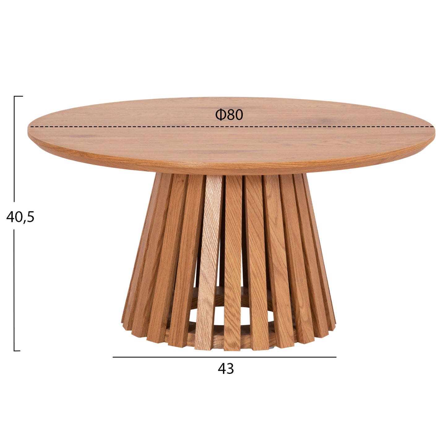 Coffee Table Fb918024 Mdf In Light Natural Wood Color Φ80x40,5hcm.