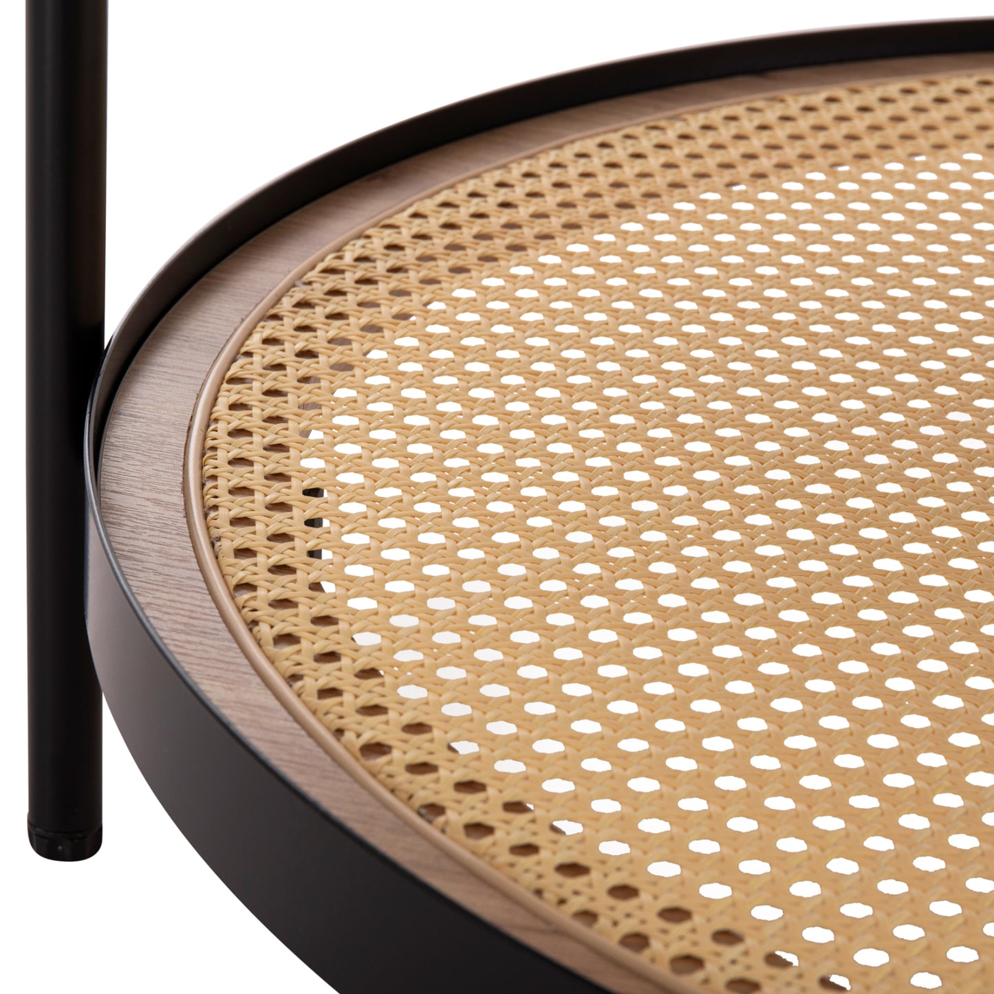 Coffee Table Seitz Hm18030 Glass Top-metal-rattan In Natural Φ80x45hcm.