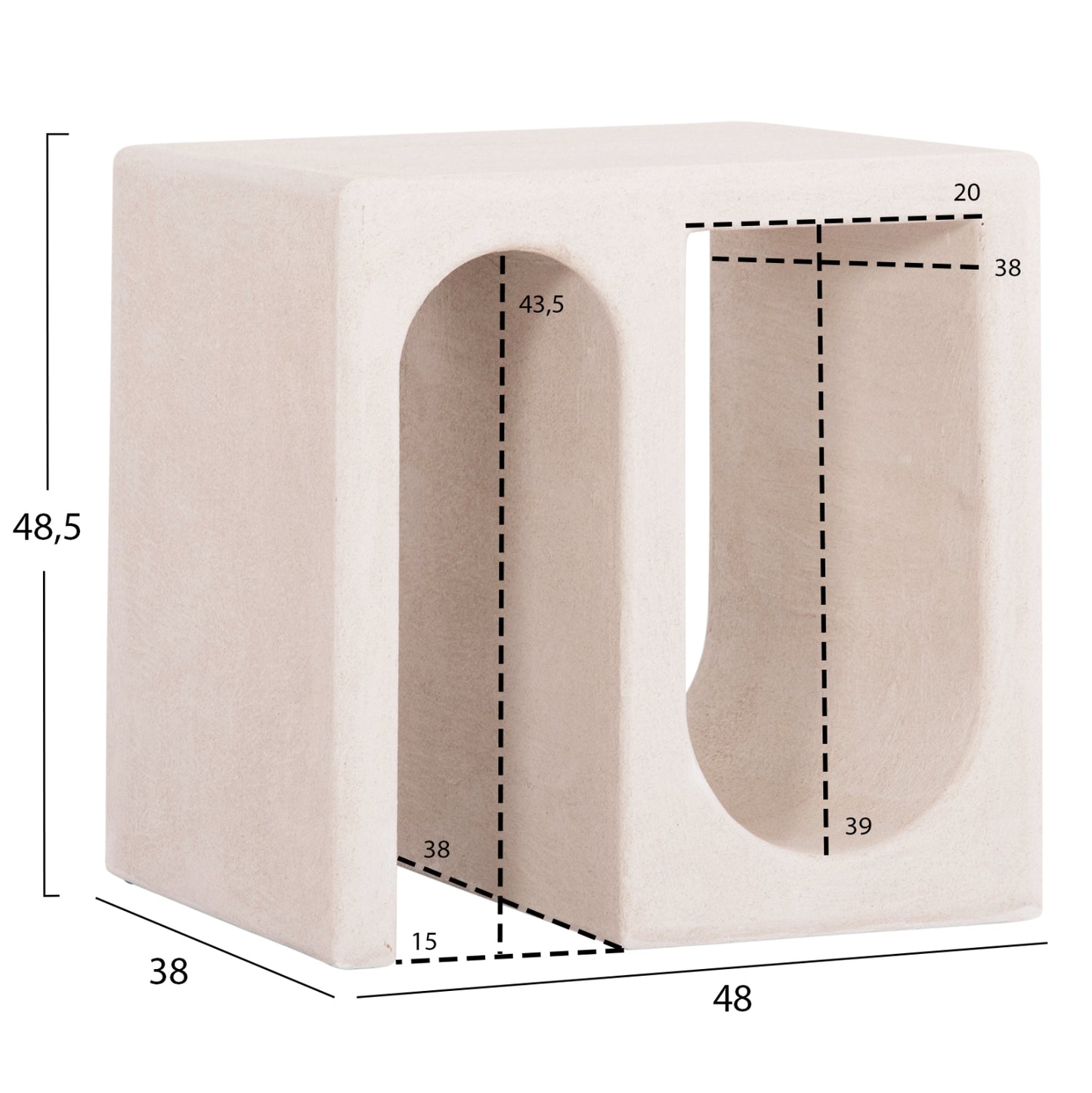 Coffee Table Series Santorini Hm18070 Mdf In Off-white Color 48x38x48,5hcm.