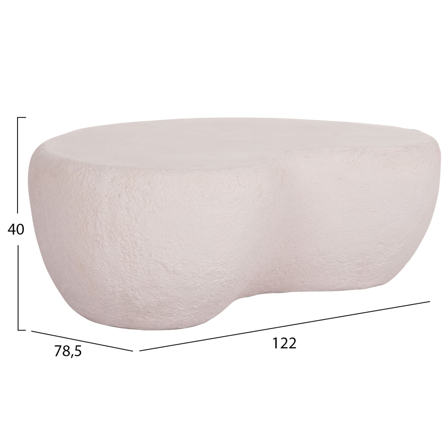 Coffee Table Gerson Hm18151.02l Fiber Cement In White--122x78,5x40hcm.