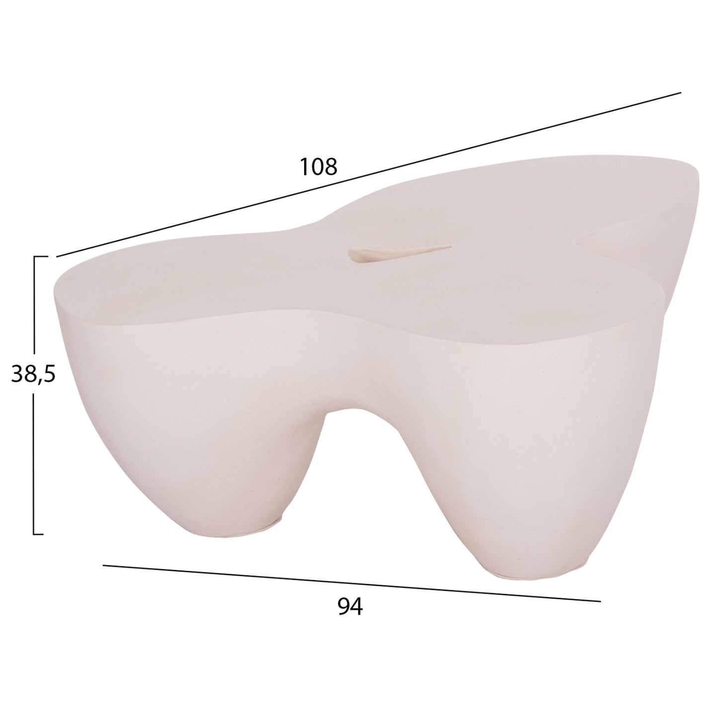 Coffee Table Sallen Hm18161.02 Fiber Cement In White--108x94x38.5hcm.