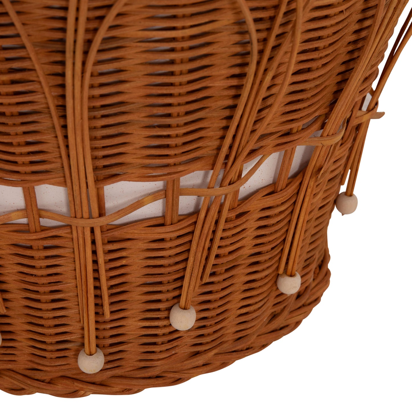 Coffee Table Round Perral Hm18164.02l Fiber Cement In White-natural Rattan--Φ55x45hcm.