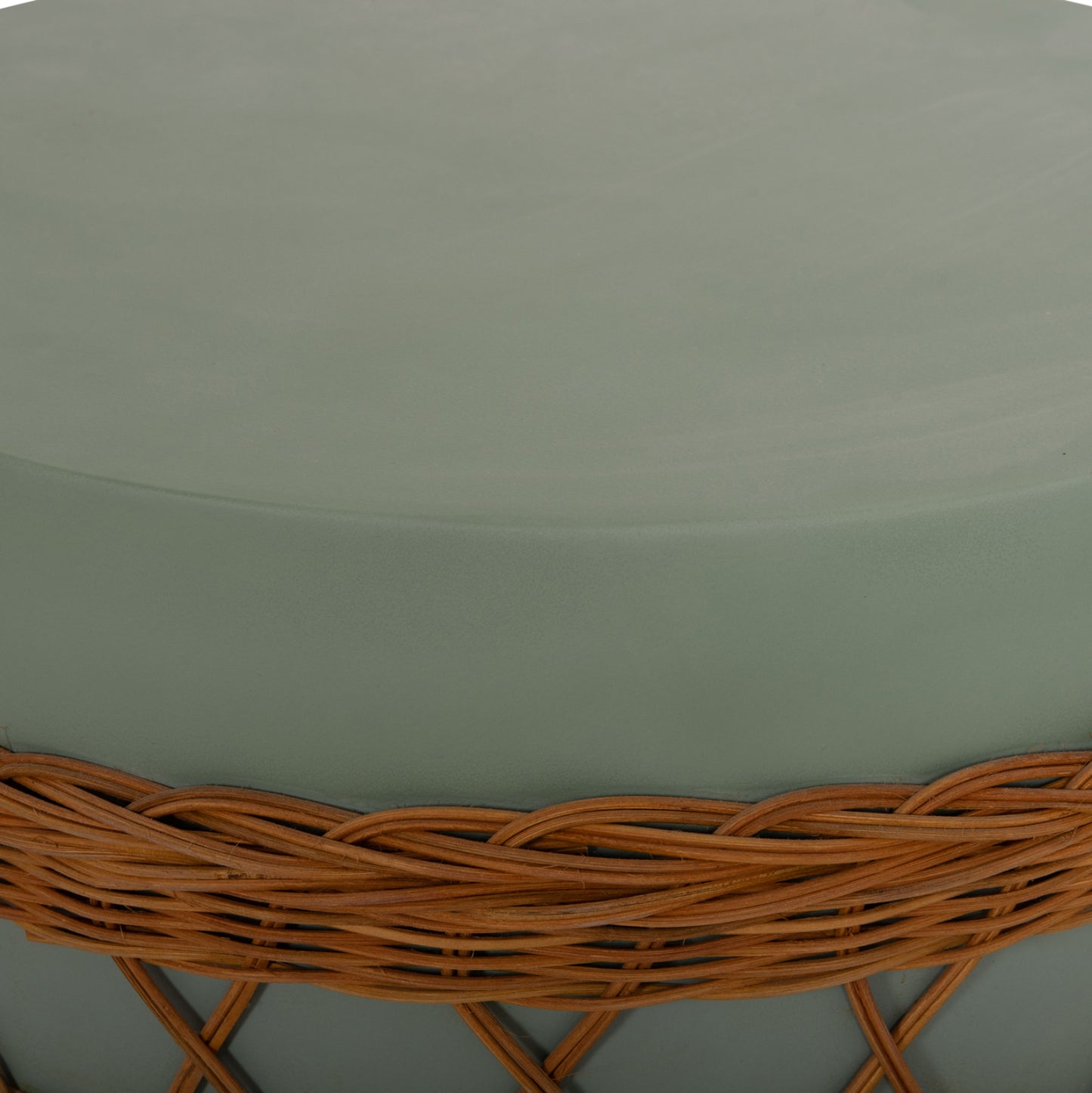 Coffee Table Round Vilhena Hm18165 Fiber Cement Green--natural Rattan Φ56x47hcm.