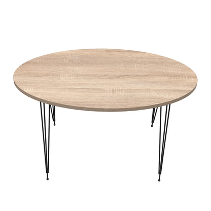 Coffee Table Granit Hm18177.03 Melamine In Sonama Color-black Metal Legs 90x50x42hcm.