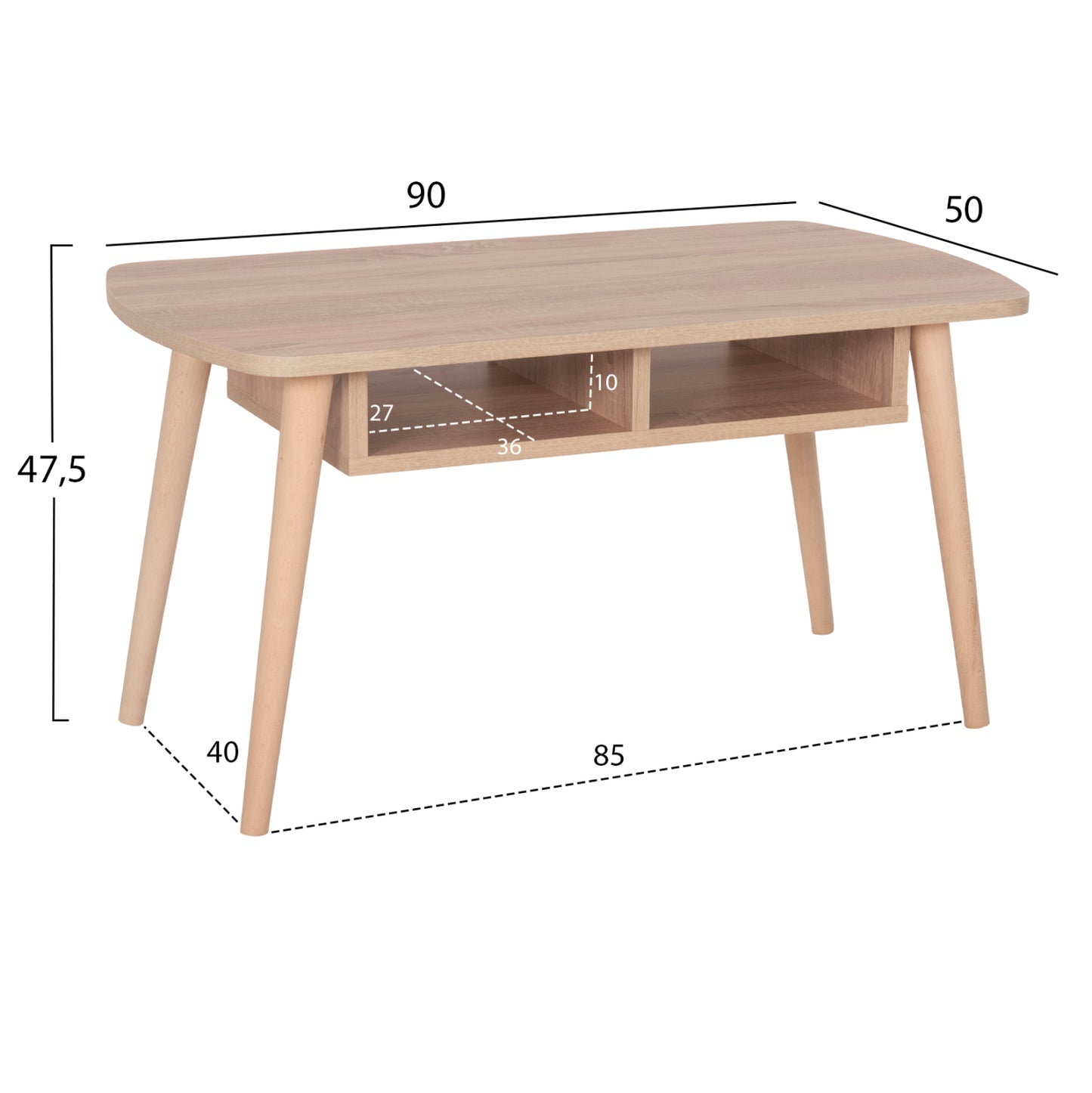 Coffee Table Sliven Hm18178.03 Sonama Melamine-legs In Natural Color 90x50x47,5hcm.