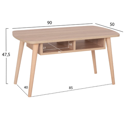 Coffee Table Sliven Hm18178.03 Sonama Melamine-legs In Natural Color 90x50x47,5hcm.