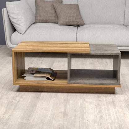 Coffee Table Teles Hm18181.06 Melamine In Natural Wood & Grey Marble Color 100x45x42hcm.