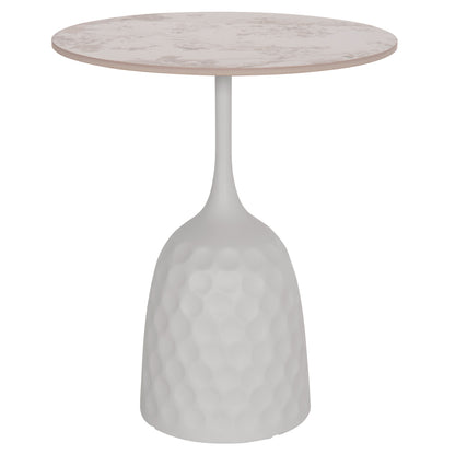 Coffee Table Longstem Hm18317.01 White Metal Base--sintered Stone Top In Calacata Gold Φ50