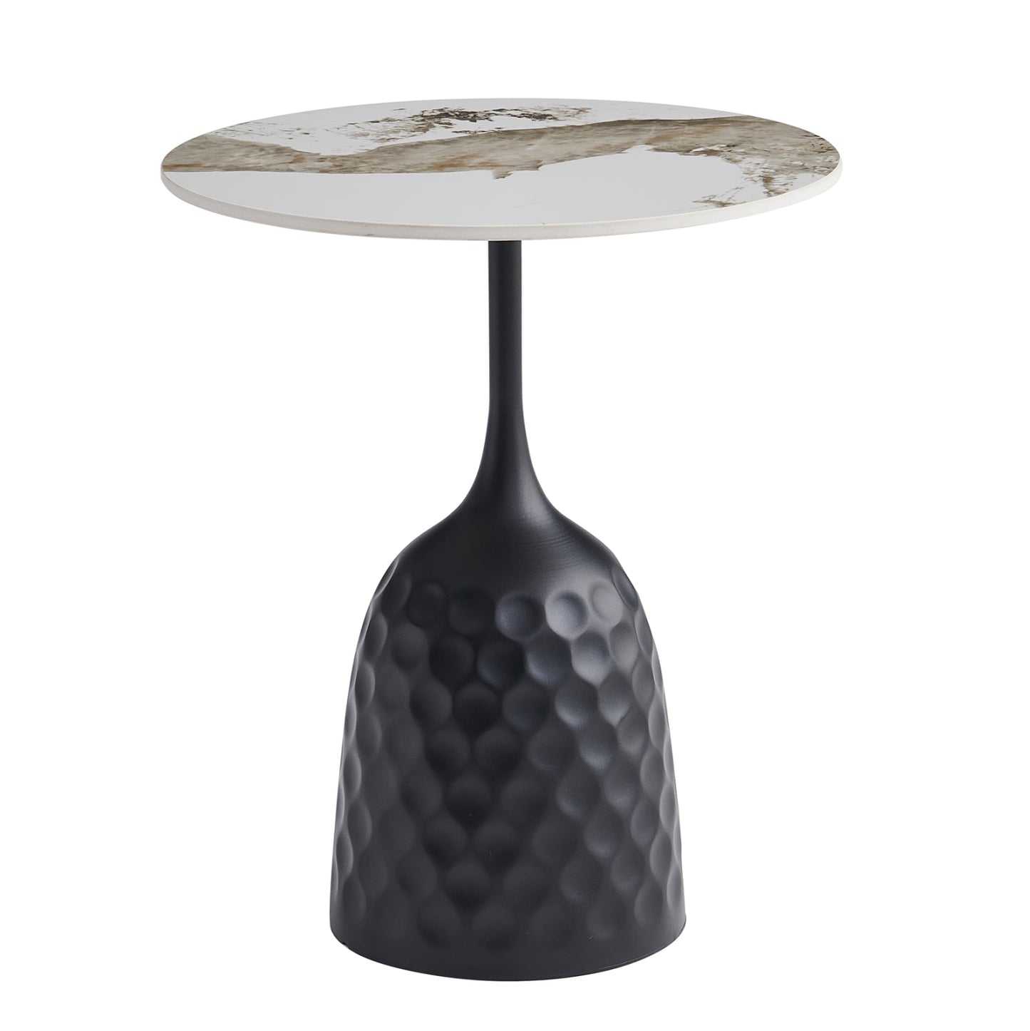 Coffee Table Longstem Hm18317.02 Black Metal Base--sintered Stone Top In Pandora Color Φ50
