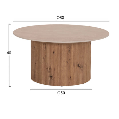 Coffee Table Twil Hm18325 Ceramic Top In Travertine Stone Look--mdf Base Φ80x40hcm.