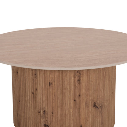 Coffee Table Twil Hm18325 Ceramic Top In Travertine Stone Look--mdf Base Φ80x40hcm.