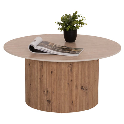 Coffee Table Twil Hm18325 Ceramic Top In Travertine Stone Look--mdf Base Φ80x40hcm.