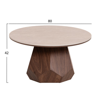 Coffee Table Venera Hm18441 Ceramic Top With Travertine Stone Look--mdf Base Walnut Φ80x42h