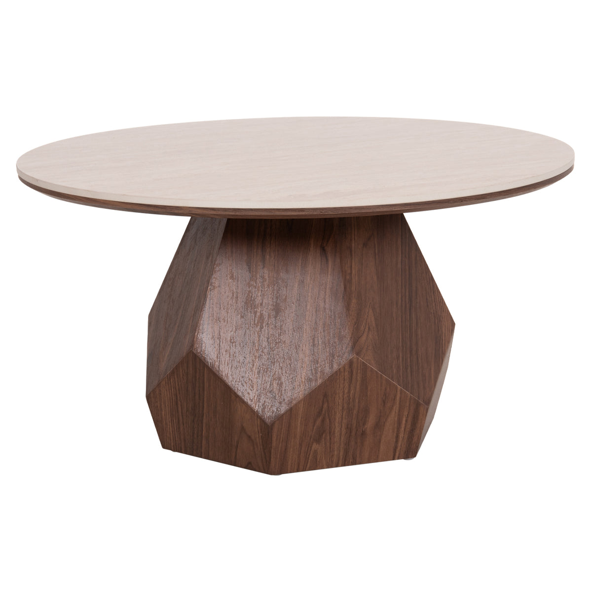 Coffee Table Venera Hm18441 Ceramic Top With Travertine Stone Look--mdf Base Walnut Φ80x42h