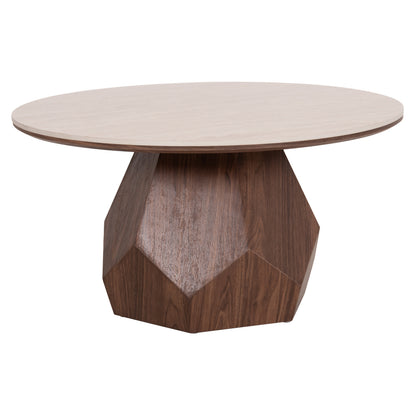 Coffee Table Venera Hm18441 Ceramic Top With Travertine Stone Look--mdf Base Walnut Φ80x42h