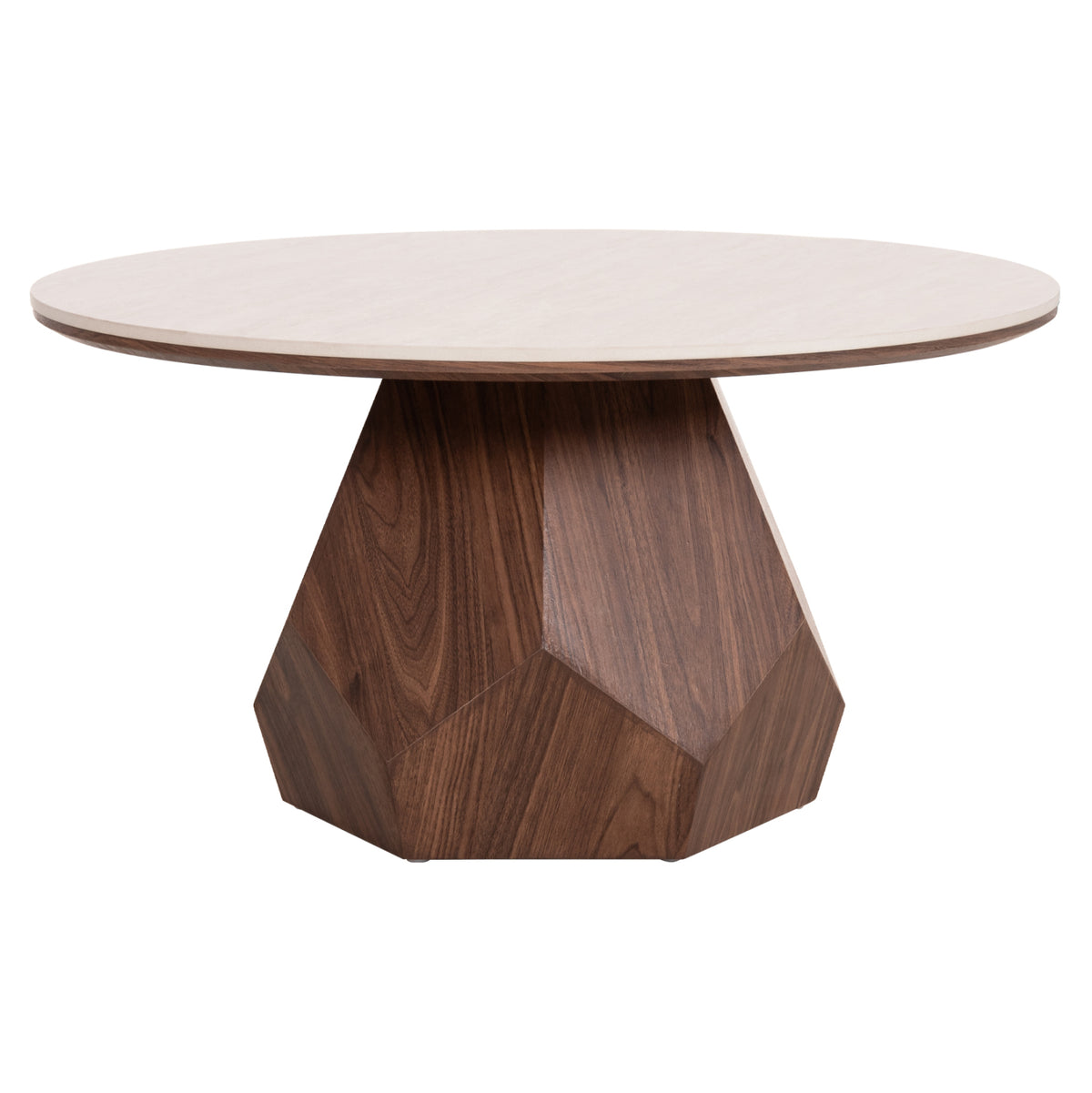 Coffee Table Venera Hm18441 Ceramic Top With Travertine Stone Look--mdf Base Walnut Φ80x42h